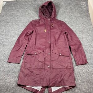 Levis Jacket Women's S Burgundy Raincoat Hooded Full Zip Pockets Water Resistant